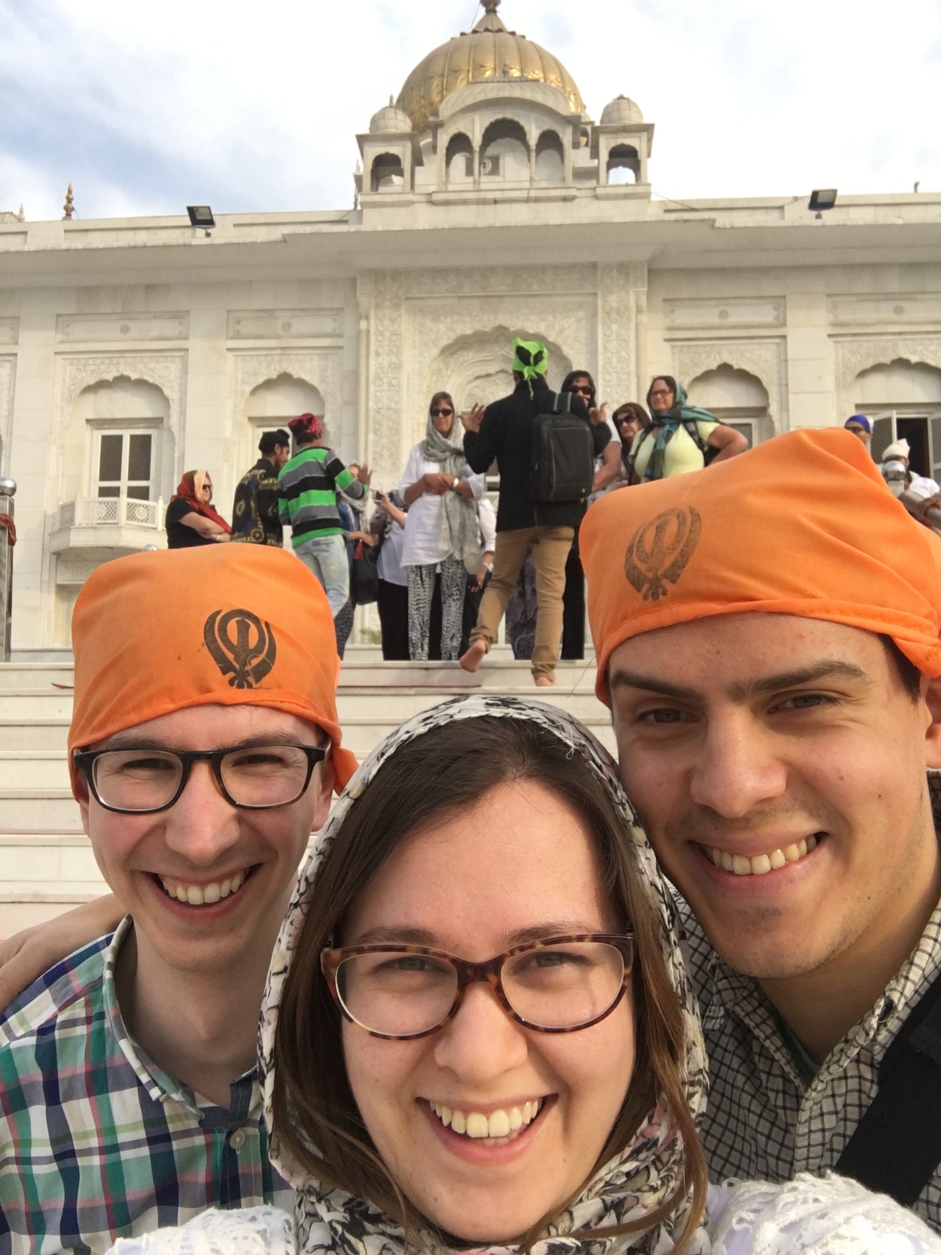 Me, Emma, and Scott visiting a temple in Delhi